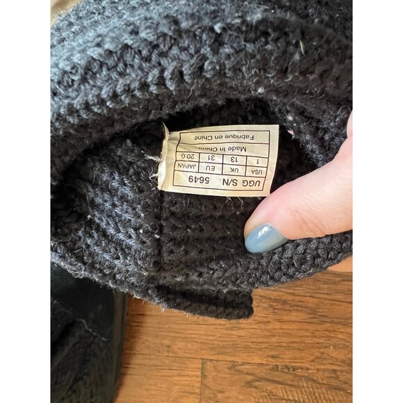 UGG Cardy Boots Girls US 1 Black Knit Sweater Cable - Picture 4 of 4